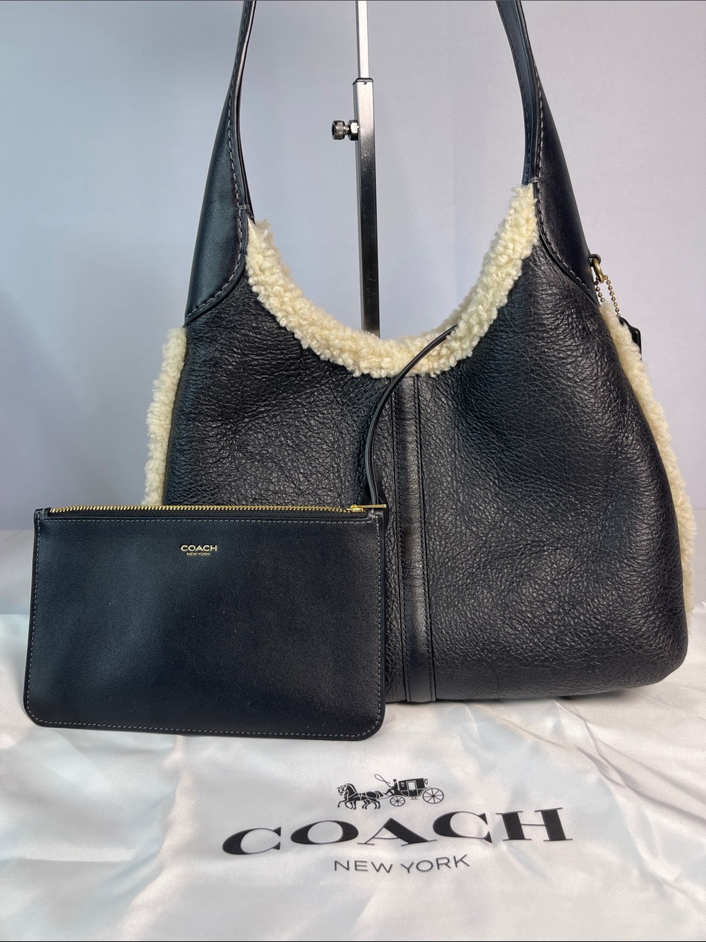 Coach H2557-CCC16 Brooklyn 28 Shearling Shoulder Bag Black